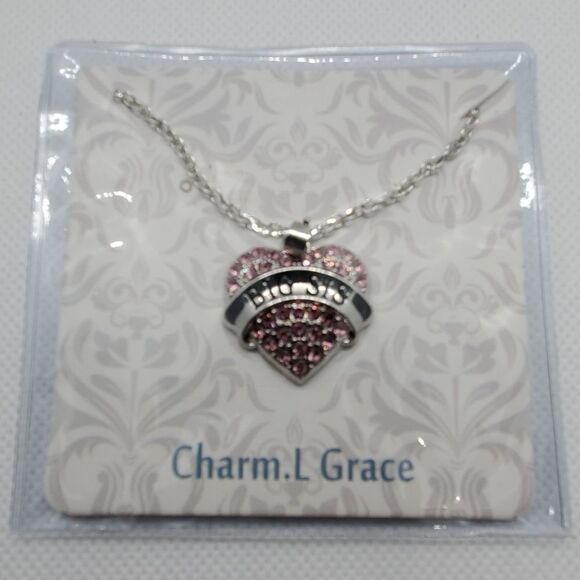 NWT Charm.L Grace Silver & Pink Big Sis Necklace - Picture 3 of 4